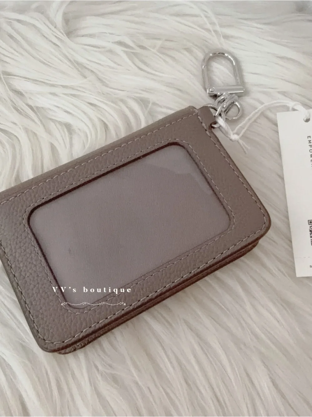 NWT Tory Burch Thea Flap ID Card Case Wallet Wild Mushroom Grey Taupe 169969